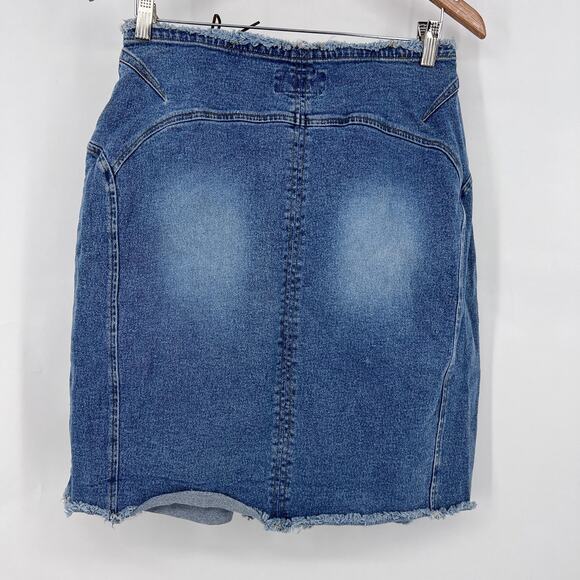 vintage Y2K denim lace up skirt cut off waist 14 - Picture 4 of 7